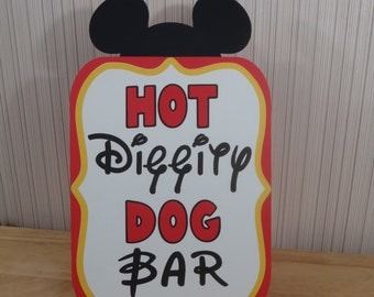 Mickey Mouse Birthday Party Sign, Hot Diggity Dog Bar Party Decoration, Mickey Mouse Clubhouse Party by FeistyFarmersWife