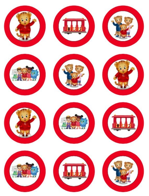 Daniel Tiger cupcake toppers or stickers favor tags digital