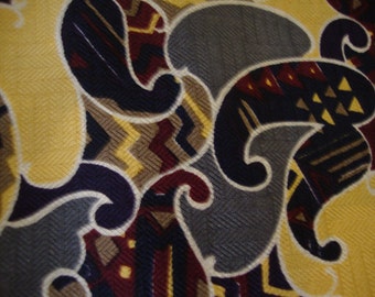Picasso-like Paisley Silk Yardage