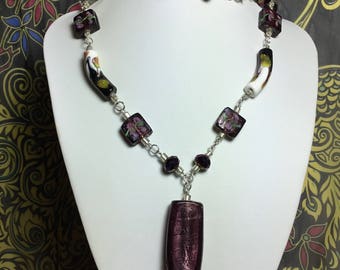 Chunky Purple Glass Necklace.