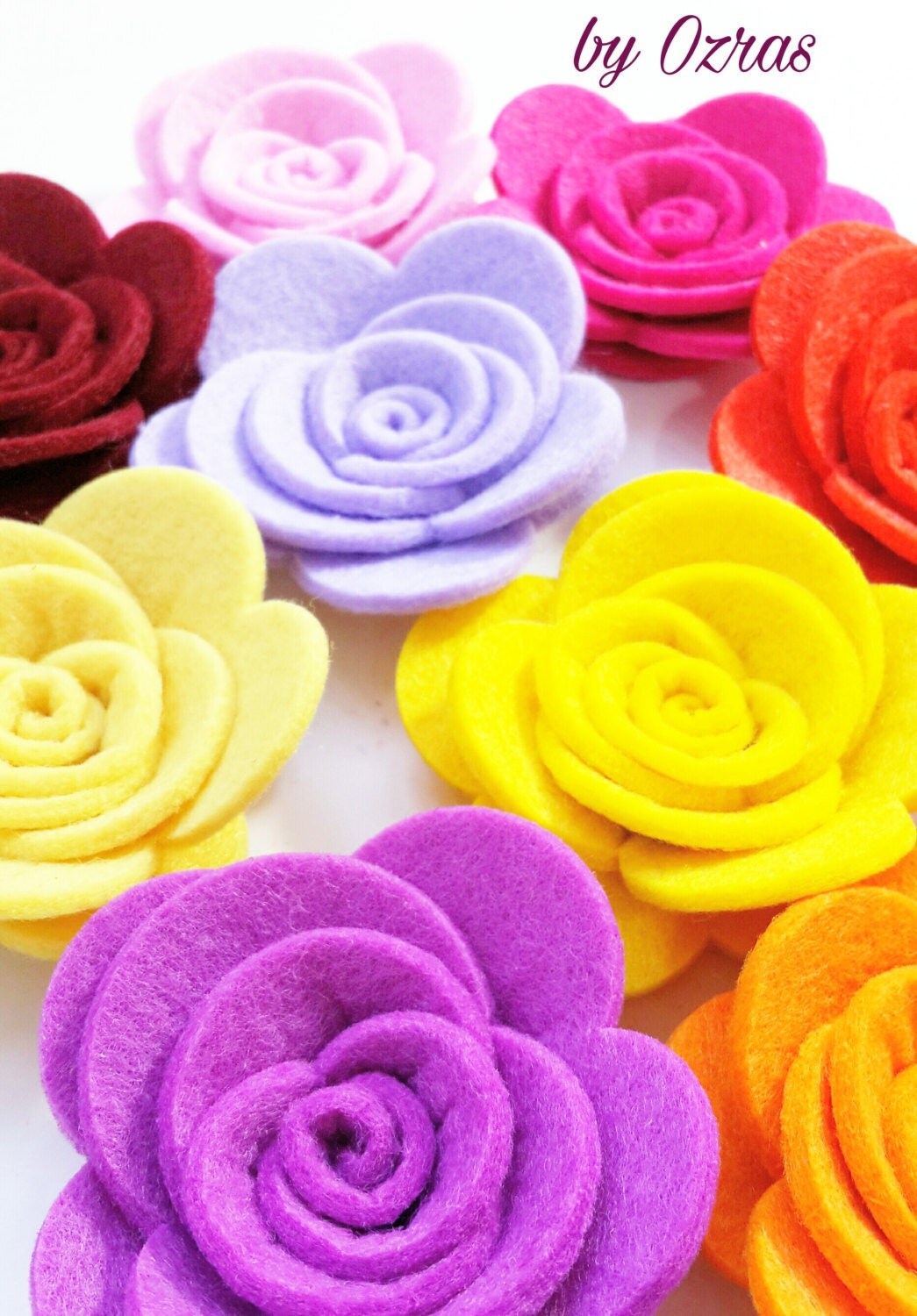 Thick Felt Roses Felt Big Size Roses Felt Flowers Pastel