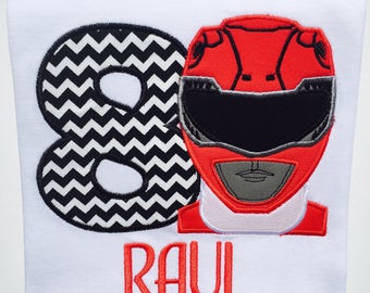 red power ranger birthday shirt