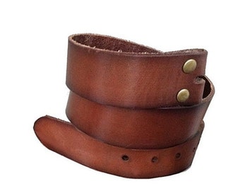 SALE Vintage Style Brown Leather Snap Belt by StaghoundBuckles