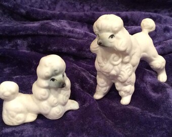 2 Collectible Bone China Poodle Figurines, Dog figure, Miniature Collectibles