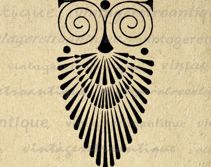 Art Deco Owl Image Graphic Antique Bird Digital Printable Animal Art Digital Owl Illustration Vintage Clip Art Jpg Png Eps HQ 300dpi No.4068