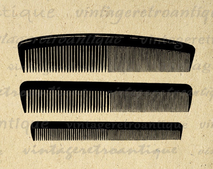 Printable Image Set of Combs Graphic Comb Hair Salon Hairdresser Barber Download Digital Antique Clip Art Jpg Png HQ 300dpi No.3681