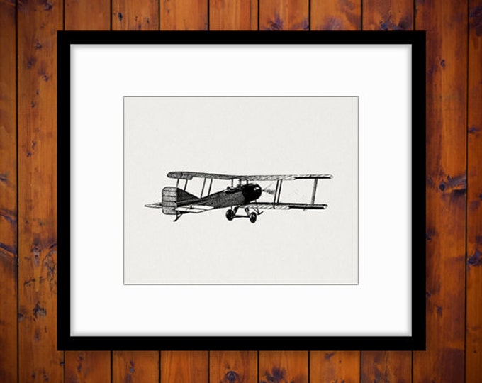 Printable Airplane Digital Image Download Antique Biplane Graphic Plane Image Vintage Clip Art Jpg Png Eps HQ 300dpi No.125