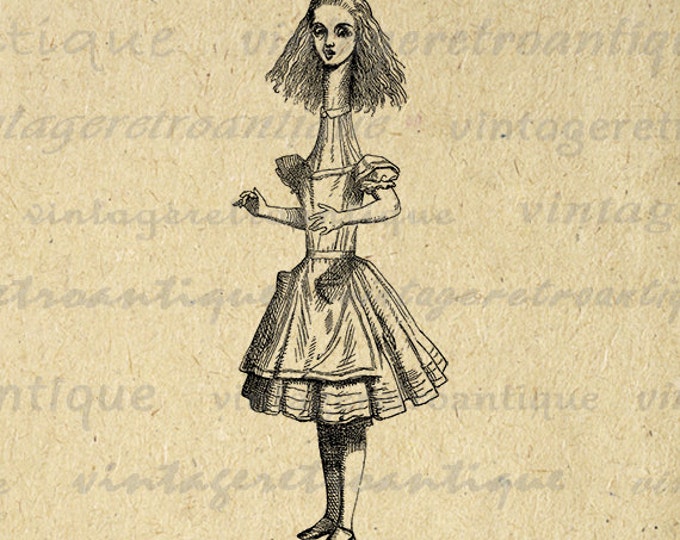 Printable Graphic Tall Alice from Alice in Wonderland Digital Download Image Vintage Clip Art Jpg Png Eps HQ 300dpi No.1299