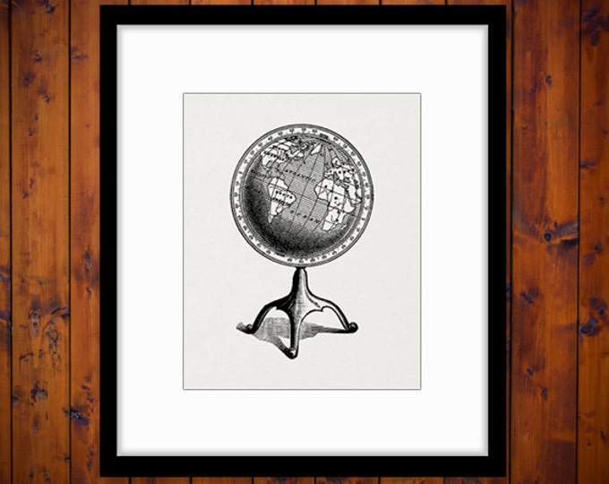 Printable Digital Antique Globe Image Earth Map Graphic Planet World Download T-Shirts Jpg Png Eps HQ 300dpi No.3027