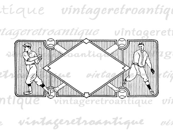 Vintage Baseball Design Graphic Digital Image Sports Printable Download Antique Clip Art Jpg Png Eps HQ 300dpi No.4297