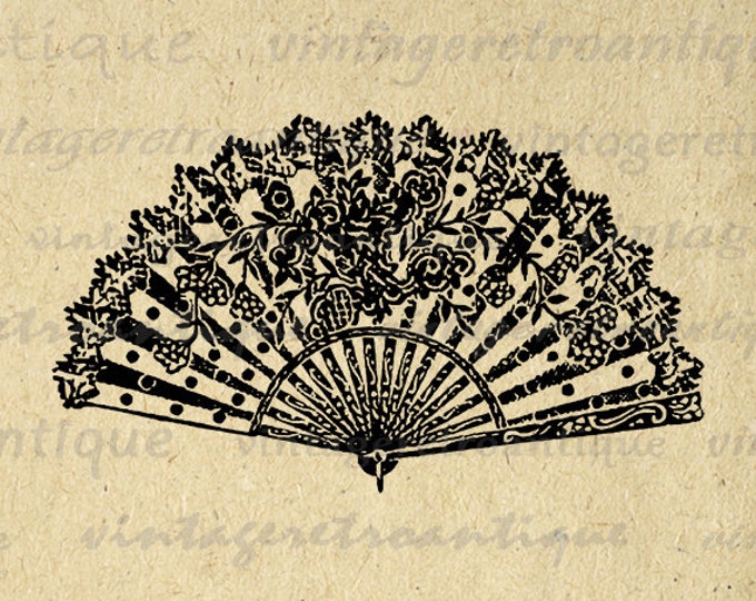 Printable Image Oriental Chinese Fan Download Graphic Digital Vintage Clip Art Jpg Png Eps HQ 300dpi No.1334