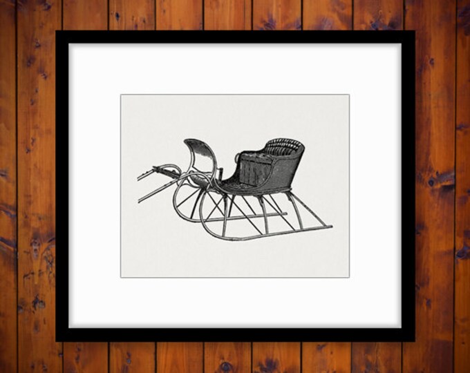 Digital Printable Antique Sleigh Image Sled Download Winter Snow Graphic Vintage Clip Art for Transfers Making Prints etc HQ 300dpi No.3672