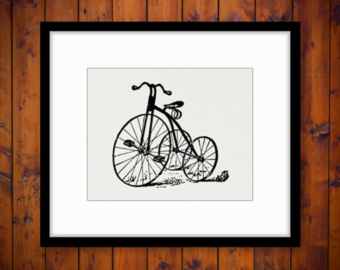 Antique Tricycle Printable Graphic Download Bicycle Artwork Image Digital Vintage Clip Art Jpg Png Eps HQ 300dpi No.1729