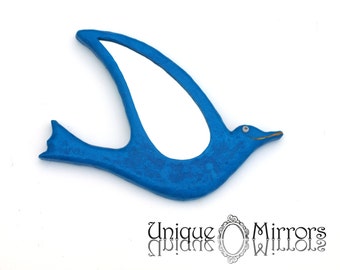 READY FOR SHIPPING Decorative Wall Mirror:Blue Bird Mirror,beautiful blue bird mirror,ideal gift for bird and nature lovers,hippy furniture