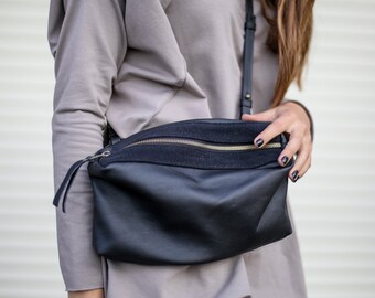 Small Black Leather Bag, Women Shoulder Bag, Crossbody Purse Bag, Women Clutch, HandBag