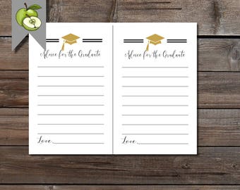 graduation wishes advice cards printable instant download