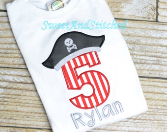 Pirate Birthday shirt or tee - first (1st, 2nd, 3rd, 4th, 5th) birthday pirate outfit - Boys Birthday Pirate hat Shirt