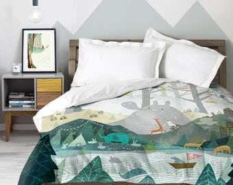Queen Duvet Cover, Duvet and Pillow Set, Duvet Cover, Duvet Cover Set, Turquoise Duvet, Green Duvet, Duvet Cover Queen, Comforter Cover