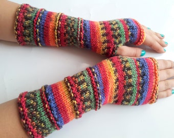 Fingerless Gloves, Hand Knit Arm Warmers