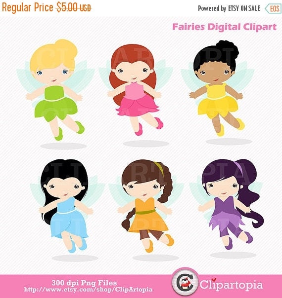 50% OFF SALE Fairies Digital ClipArt / Fairy Digital Clip art / Cute Fairies For Personal and commercial use/ Instant Download Il_570xn