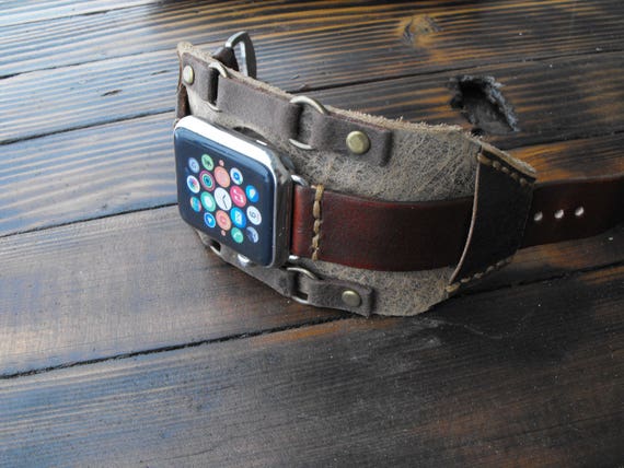 Apple 2 cuff band, 42mm Apple, Steampunk Watch Cuff, Leather Steampunk Watch by GORIANI steampunk buy now online