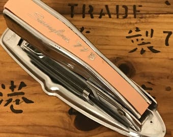 Vintage MCM Mini Swingline 77B Stapler Chrome/peachy Pink!