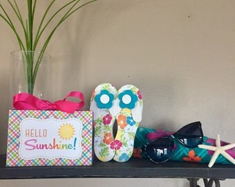 Hello Sunshine! (Turquoise )4x6 Wood Block