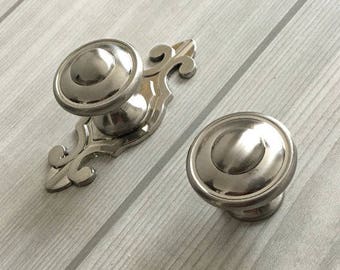 Drawer Knobs Dresser Knob Pulls Handles Brushed Steel Nickel Kitchen Cabinet Door Knobs Modern Pull Handle Back Plate Silver Lynns Hardware