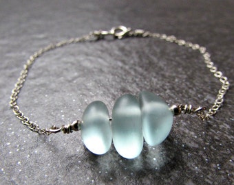 Sea Glass Bracelet in Sterling Silver, 14K Gold Filled or Rose Gold Filled- Beach Glass Jewelry- Coastal Ocean Gifts- Sea Glass Jewelry