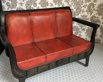 Upcycled Doll Furniture - Sofa / Couch - Suitable for Display or Diorama