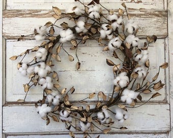 Cotton Wreath, LOW PRICE! Natural, Rustic, Fixer Upper, HGTV Wreath, Farmhouse wreath, 2nd Anniversary