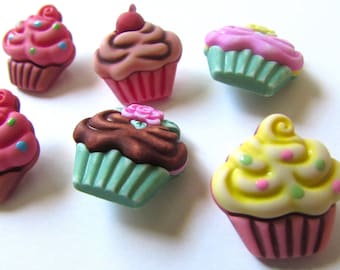 6 cupcake buttons fofuchas , fofupen & 3d foam art, appliques, embellishments