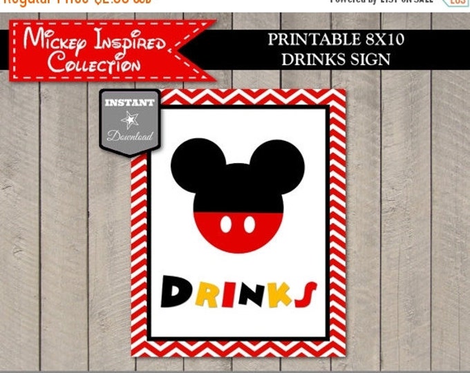 SALE INSTANT DOWNLOAD Mouse Chevron 8x10 Drinks Sign / Printable / Classic Mouse Collection / Item #1531