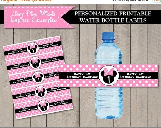 SALE Printable Personalized Light Pink Mouse Water Bottle Labels / Personalized With Name & Age / Light Pink Mouse Collection / Item #1833