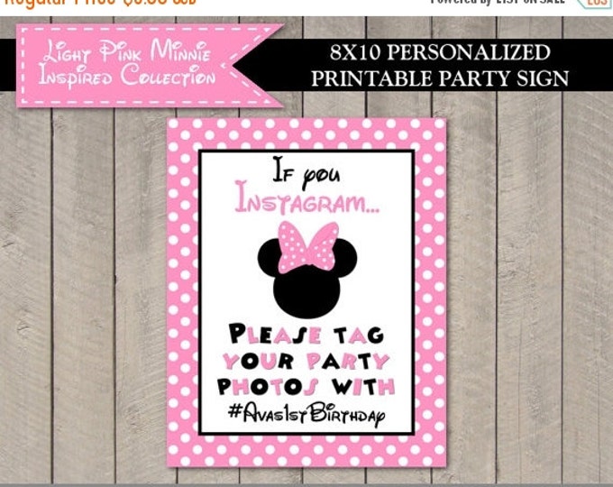 SALE PERSONALIZED Light Pink Mouse Printable 8x10 Instagram Party Sign / Light Pink Mouse Collection / Item #1832