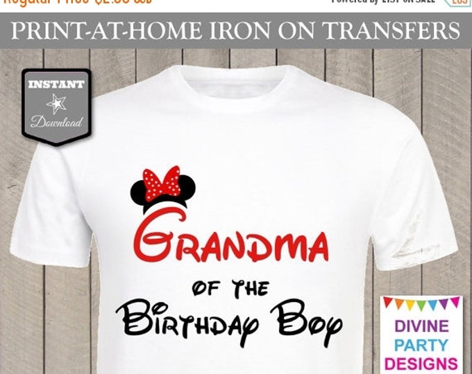 SALE INSTANT DOWNLOAD Print at Home Red Mouse Grandma of the Birthday Boy Printable Iron On Transfer / T-shirt / Family / Trip / Item #2417