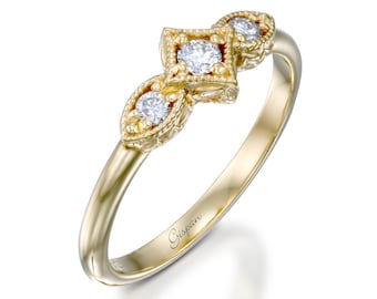vintage engagement ring with diamonds in 14k yellow gold promise ring anniversary ring - Vintage Wedding Rings For Women vintage engagement ring with diamonds in 14k yellow gold promise ring anniversary ring - Vintage Wedding Rings For Women