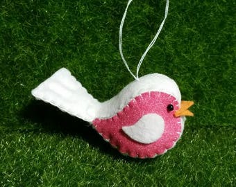 100% Wool Felt, Glitter Felt Birdie with hanger