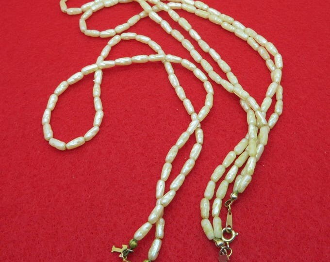 Freshwater Pearl Necklace Set, Double Strand, 14.5" and Single Strand 15"