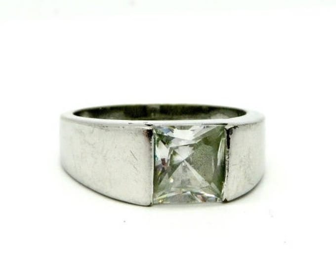 ON SALE! Vintage Princess Cut Topaz Sterling Silver Ring, Size 7