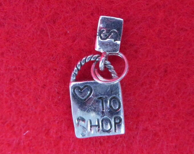 ON SALE! Sterling Silver Shopping Charm Vintage Shopping Bag Pendant Charm Bracelet Gift Idea