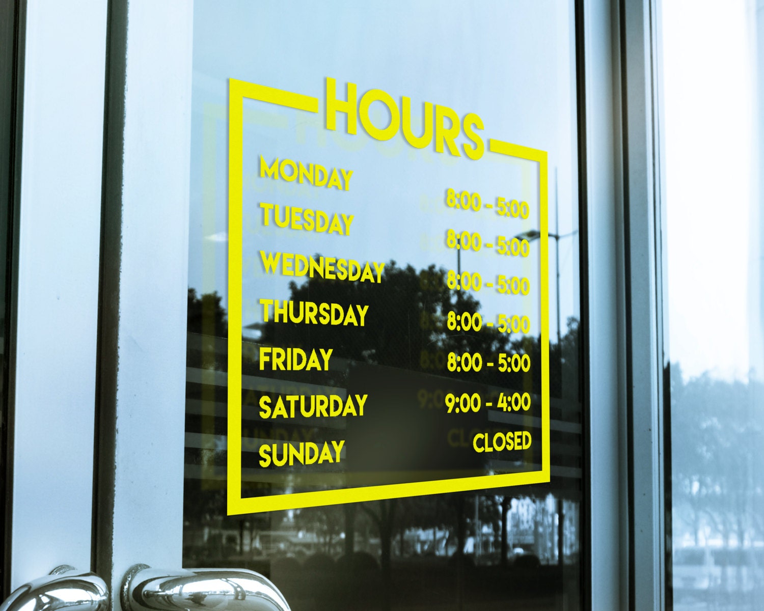 Business Hours Decal For Storefront Store Hours Decal