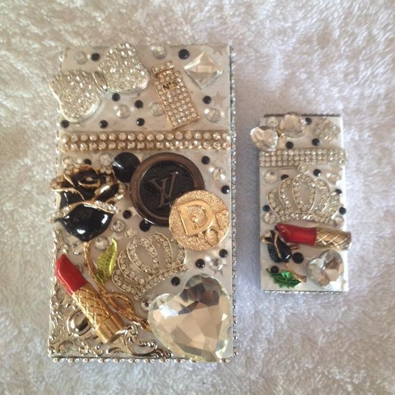 Bling Cigarette Case with matching mini by UniqueCigaretteCases