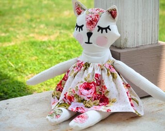 Stuffed Animal - Stuffed Cat - Cat Toy - Stuffed Doll - Stuffed Kitty - Vintage Style Stuffed Animal- Toy Cat - Plush Cat - Plush Toy