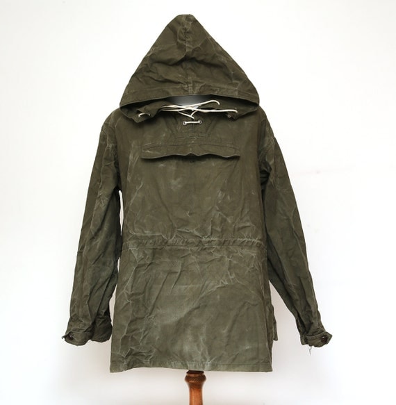 Vintage 1970's Military Green Canvas Anorak