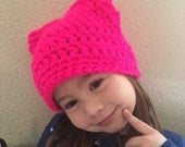 Neon Pink Pussy Hat Project - Teen/Adult Women's Kitty Beanie - Cat Hat - women's March