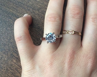 2 Carat Solitaire Diamond Engagement Ring Lab Diamond various sizes.