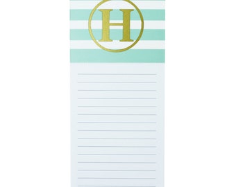 Monogrammed Notepad-Magnetic Notepad-Personalized Stationery-Striped Notepad-Refrigerator Notepad-Kitchen Accessories-Personalized Gifts