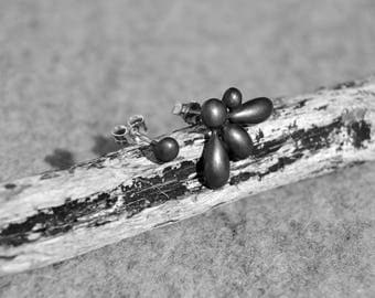 Uneven/Mismatched earrings/earrings Sterling Silver earrings oxidized/Oxidized silver/pieces single/gift for her
