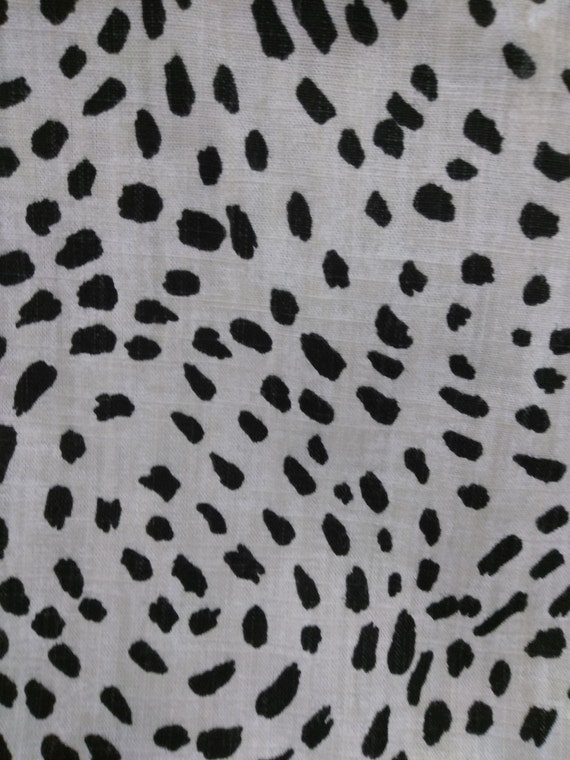 Black And Cream Linen Print Upholstery Fabric Sold Per Yard